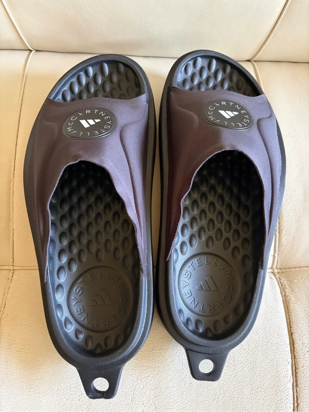 Adidas by Stella McCartney Maroon and Black Slide Sandals